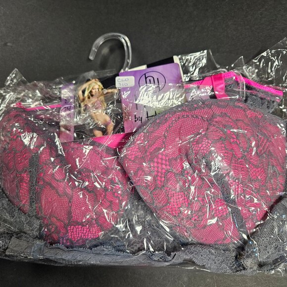 Hers by Herman 36C Pink with grey lacy bra and L pink with grey lacy panties - Picture 4 of 8